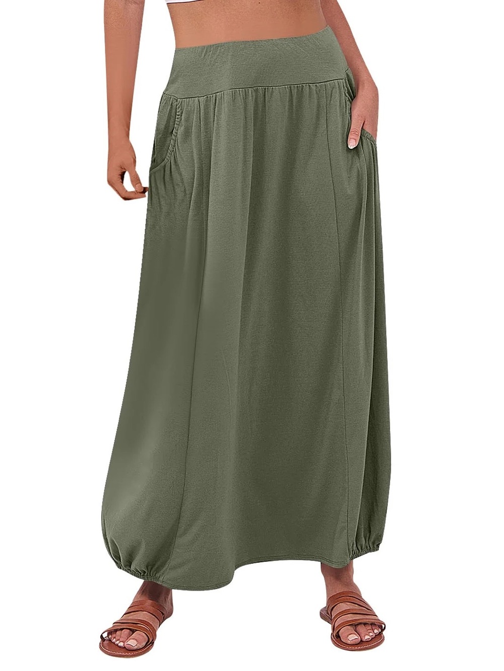 Olive Green Maxi Skirt Size M